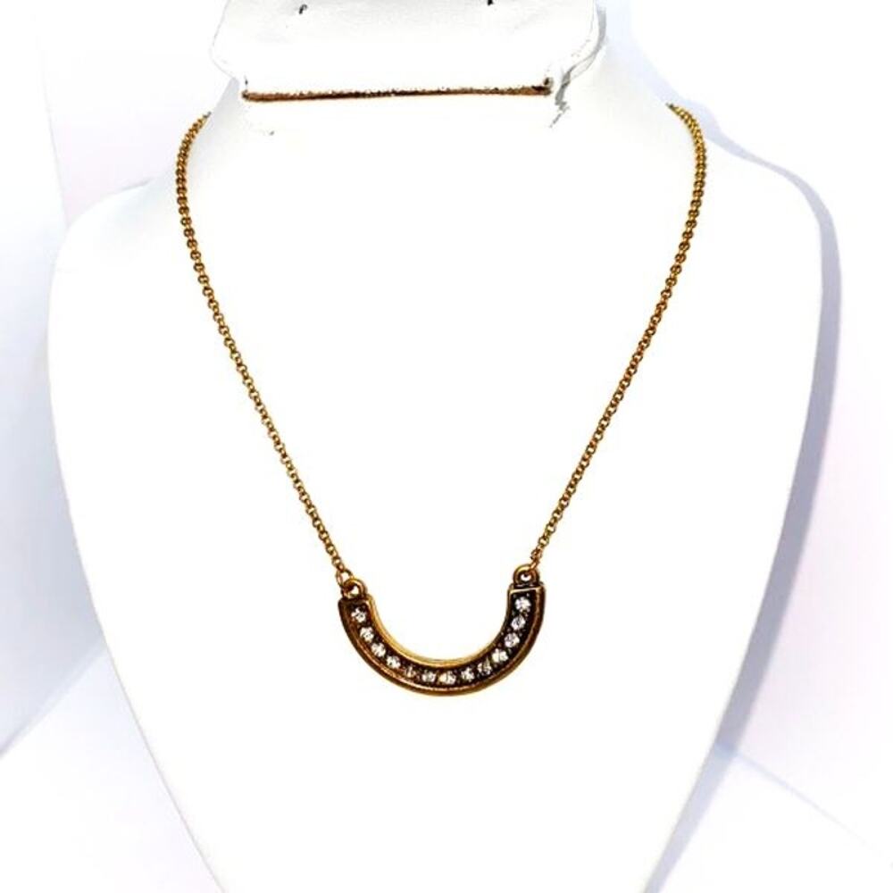 Gold-Tone Rhinestone Arch U Necklace